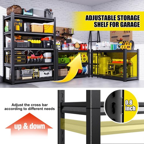 Heavy Duty Metal Shelving Unit by Set of 3 | 71” Adjustable 5-Tier Storage Rack - 2050LBS Capacity