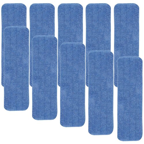 HZSOOCH 10 Pack 18 Inch Spray Mop Replacement Heads for Wet/Dry Mops, Reusable Microfiber Mop Pads Compatible with Bona Floor Care System - Blue