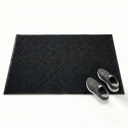 Restaurantware-Comfy Feet 60 x 36 Inch No-Slip Floor Mat, 1 Ribbed Carpet Utility Mat - Indoor and Outdoor, for Homes Or Offices, Black Polyester Fibers Entry Mat, Vinyl Backing, Easy to Clean