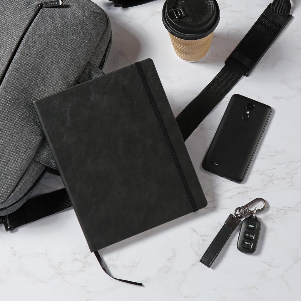 Oxford Journal Lined Writing Notebook - Classic Hardcover Writer's Journal, 192 Pages, 7.5" x 9.5", Black