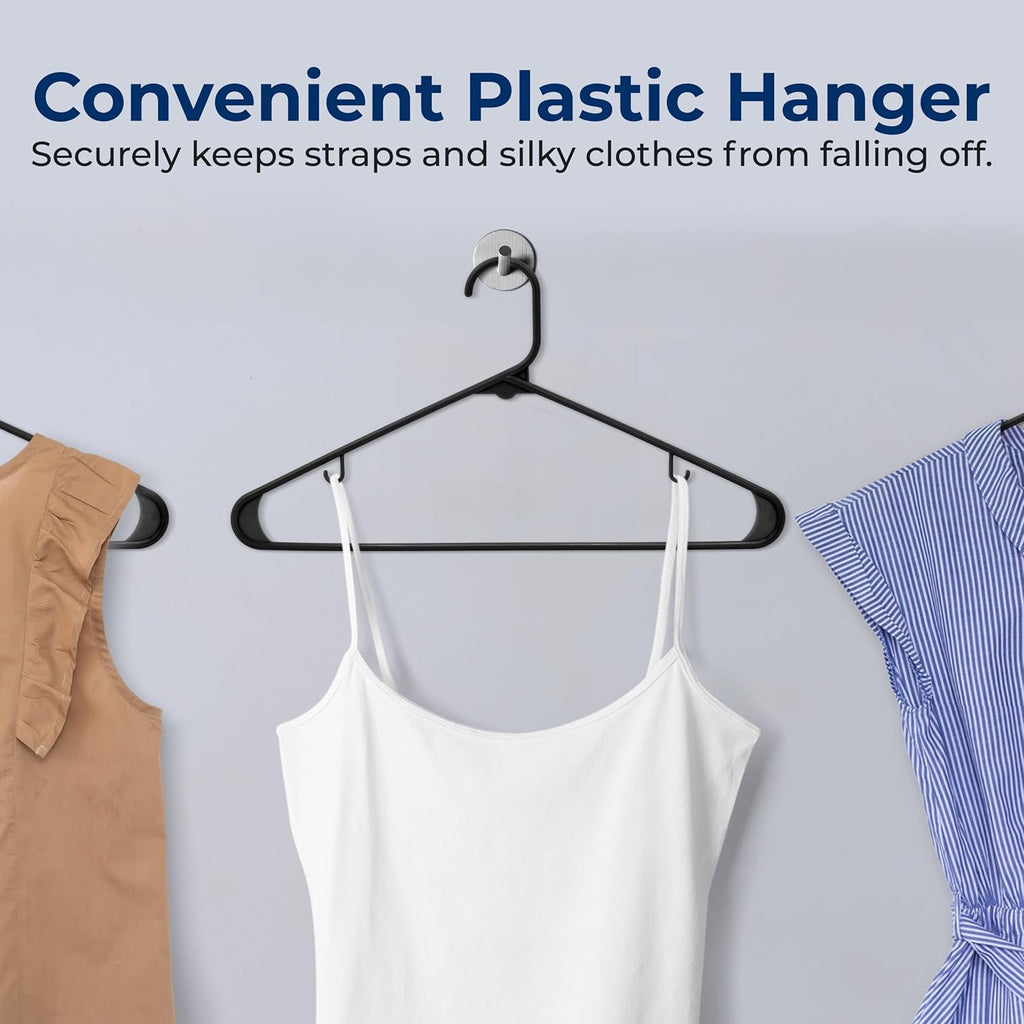 SereneLife Premium Plastic Hangers - Lightweight & Durable Space-Saving Clothes Organizers | 20 Pack (Black)