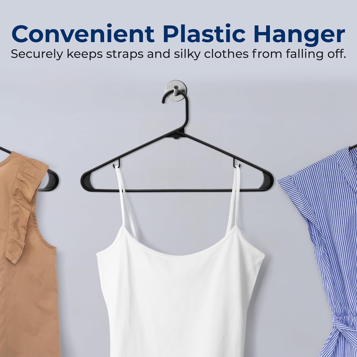 SereneLife Premium Plastic Hangers - Lightweight & Durable Space-Saving Clothes Organizers | 20 Pack (Black)