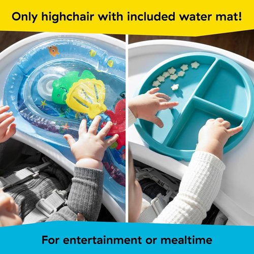 Baby Einstein Ocean Explorers High Chair - Compact Folding Design with Water Mat & 5-Point Harness for Ages 6 Months+