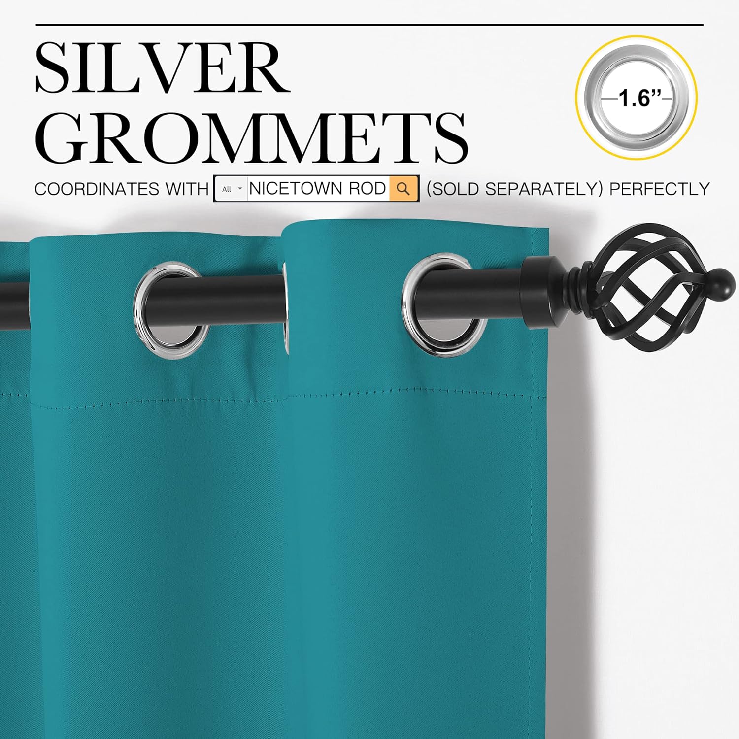 NICETOWN Blackout Curtains - 96 Inch Thermal Insulated Grommet Panels for Elegant Bedrooms | Peacock Teal, 2 Pieces