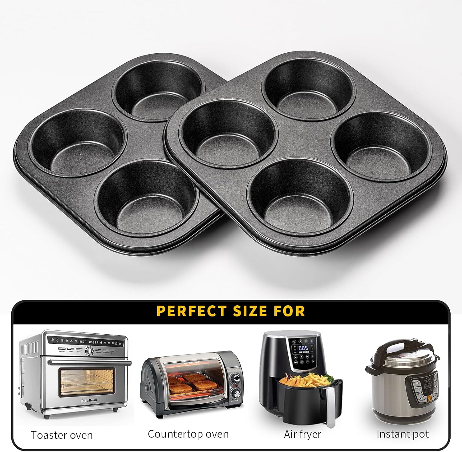 Yomvzake Air Fryer Muffin Pan - Nonstick 2-Pack Cupcake Molds for Toaster Oven & Small Ovens