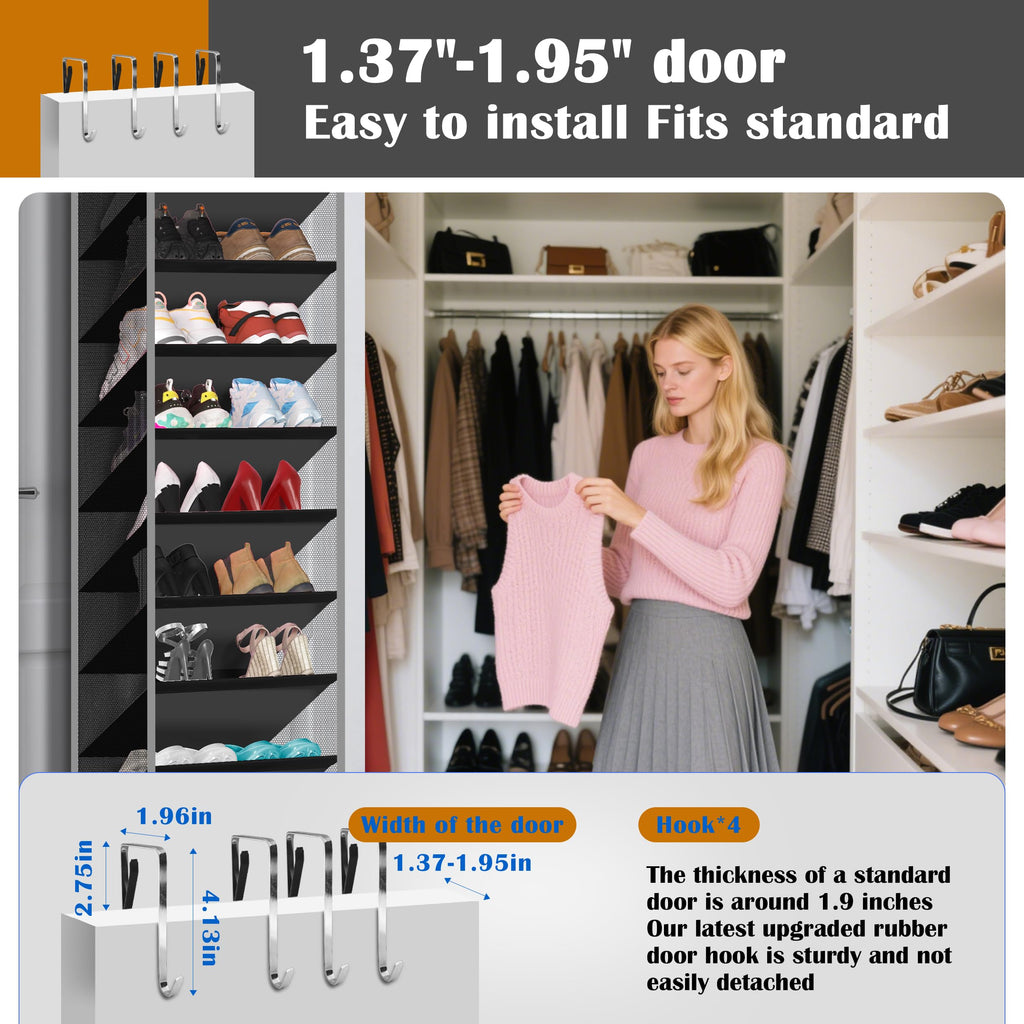 Cotohim 10 - Pocket Over - the - Door Hanging Shoe Organizers & Rack, Made of Sturdy 600D Oxford + Non - Woven Fabric, Space - Saving Storage for Shoes, Boots & More (Black)