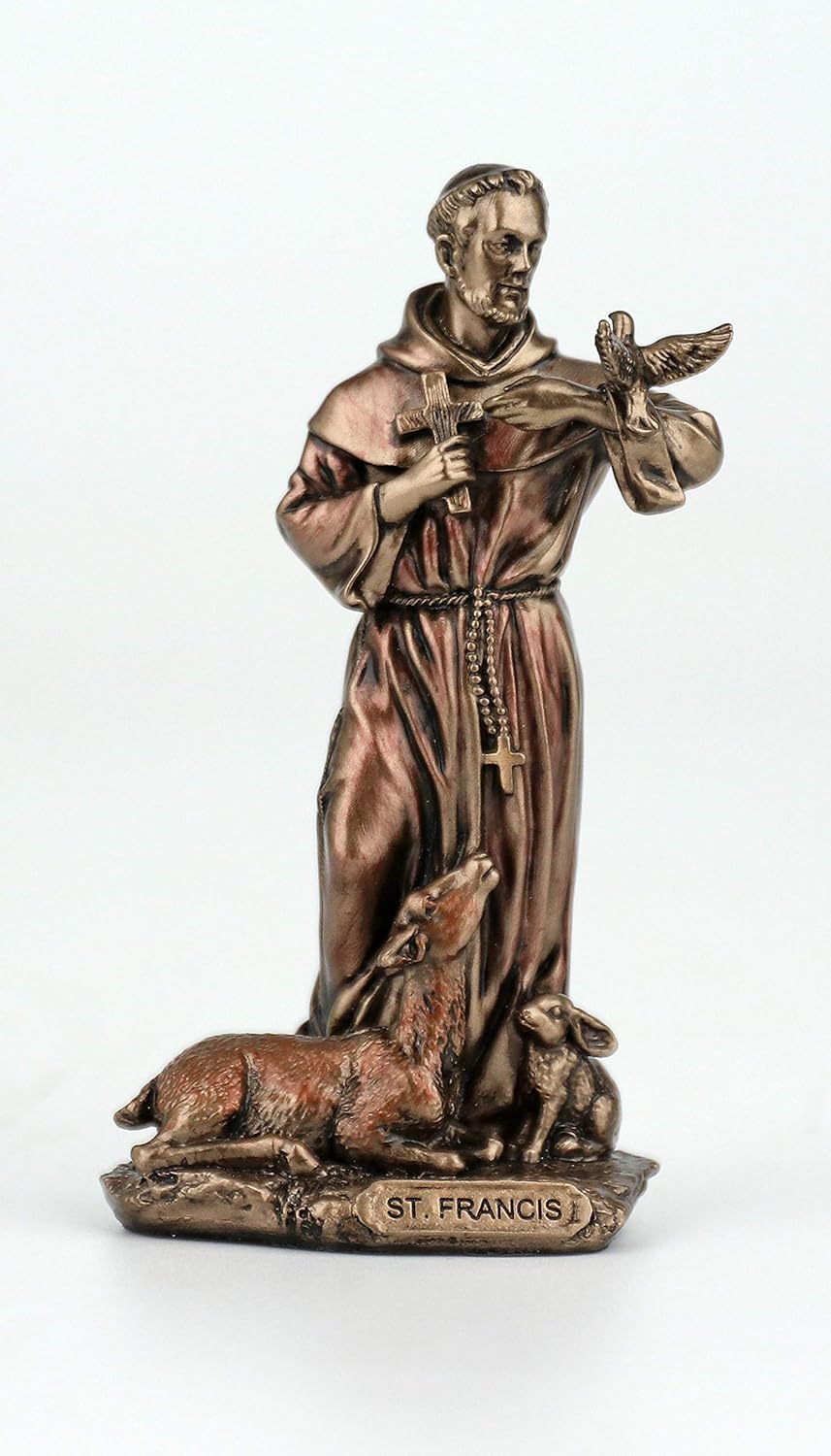Veronese Design Saint Francis of Assisi Statue - Hand Painted Antique Bronze Finish | 3 3/8 Inch Home Decor