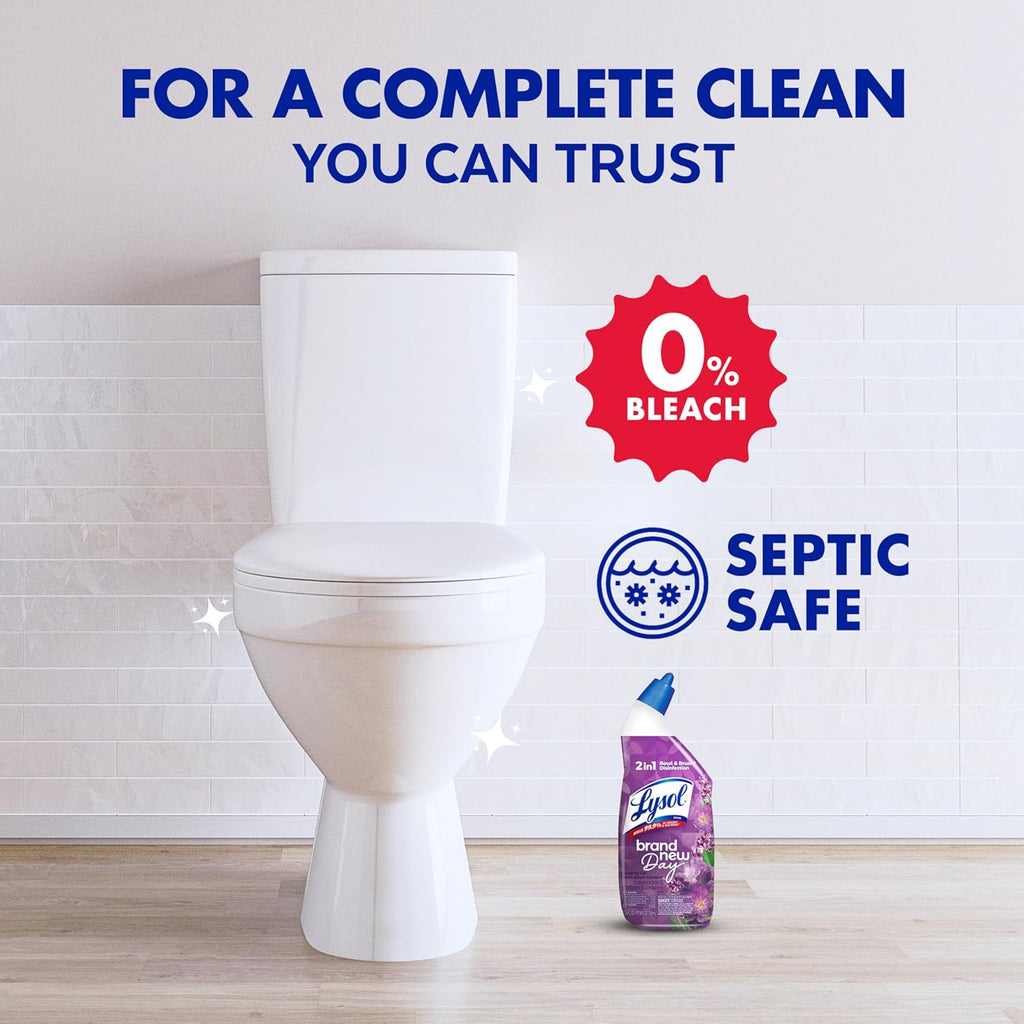 Lysol Toilet Bowl Cleaner Gel - Disinfecting Lavender & Cotton Blossom Scent | Septic Safe, 24 oz (Pack of 2)