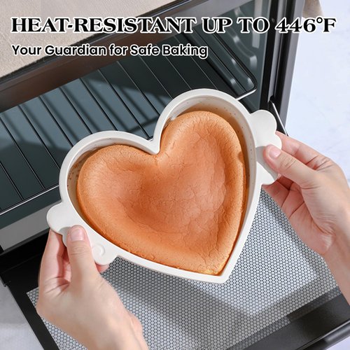 AOTASO 10 Inch Heart Shaped Cake Pans with Metal Reinforced Frame Silicone Heart Cake Pans Nonstick Large Silicone Molds for Baking Set of 2 (Cream)