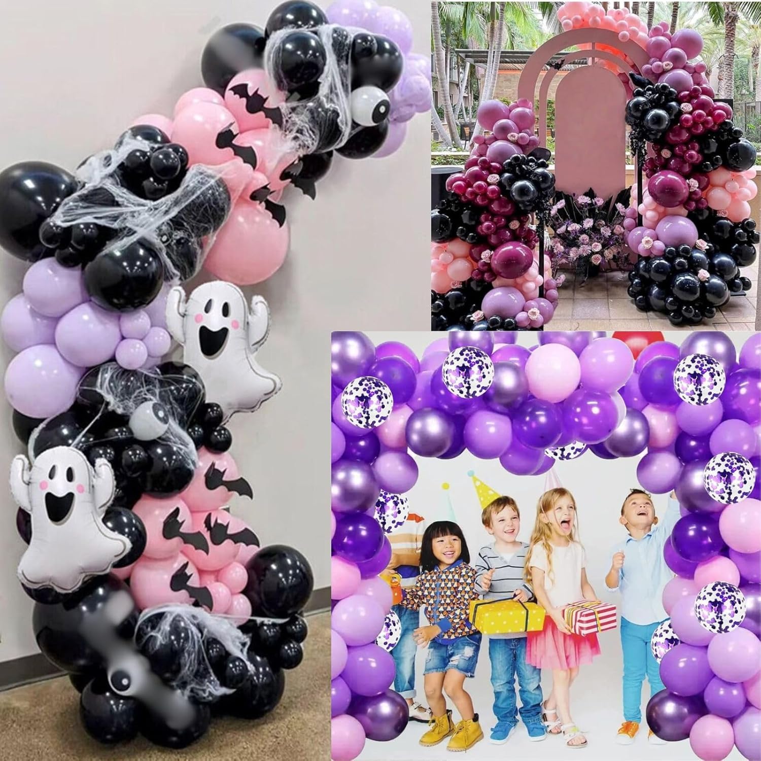 Purple Pink Balloons - 12 Inch Mermaid Halloween Balloon Set | 35 Pcs with Metallic Confetti for Parties