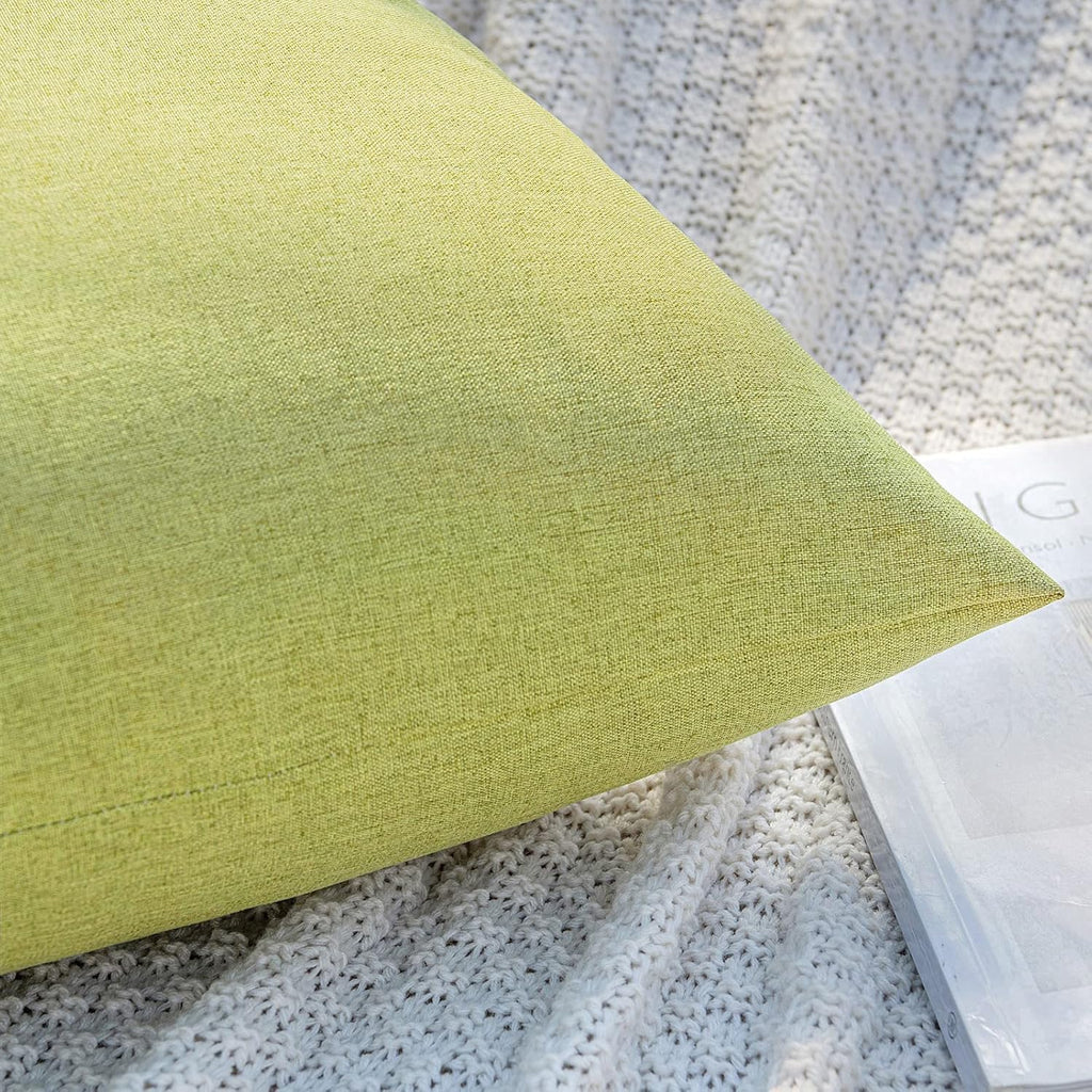 MIULEE Decorative Outdoor Throw Pillow Covers - Waterproof Faux Linen Cushion Cases | 20x12 Inch, Moss Green (Pack of 2)