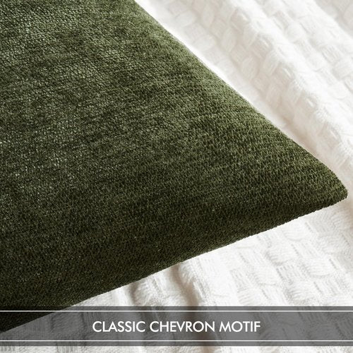 MIULEE Pack of 2 Olive Green Decorative Pillow Covers 18x18 Inch Soft Chenille Couch Spring Throw Pillows Farmhouse Cushion Covers for Home Decor Sofa Bedroom Living Room