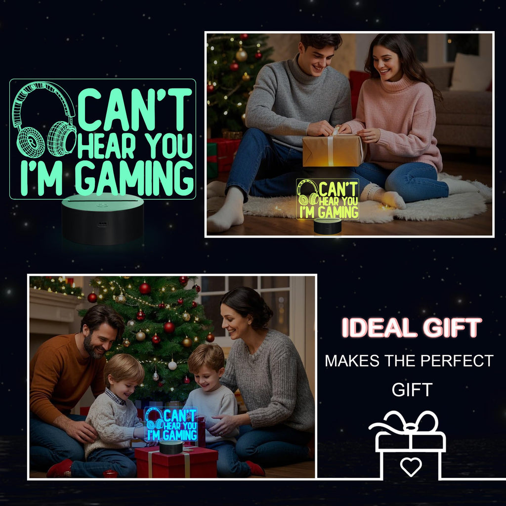 YuanDian Can't Hear You I'm Gaming Night Light, Headset Graphic Video Games Gamer Gift Funny 3D Illusion Lamp 16 Colors Changing Touch & Remote Control for Men Gamers Teenagers and Kids