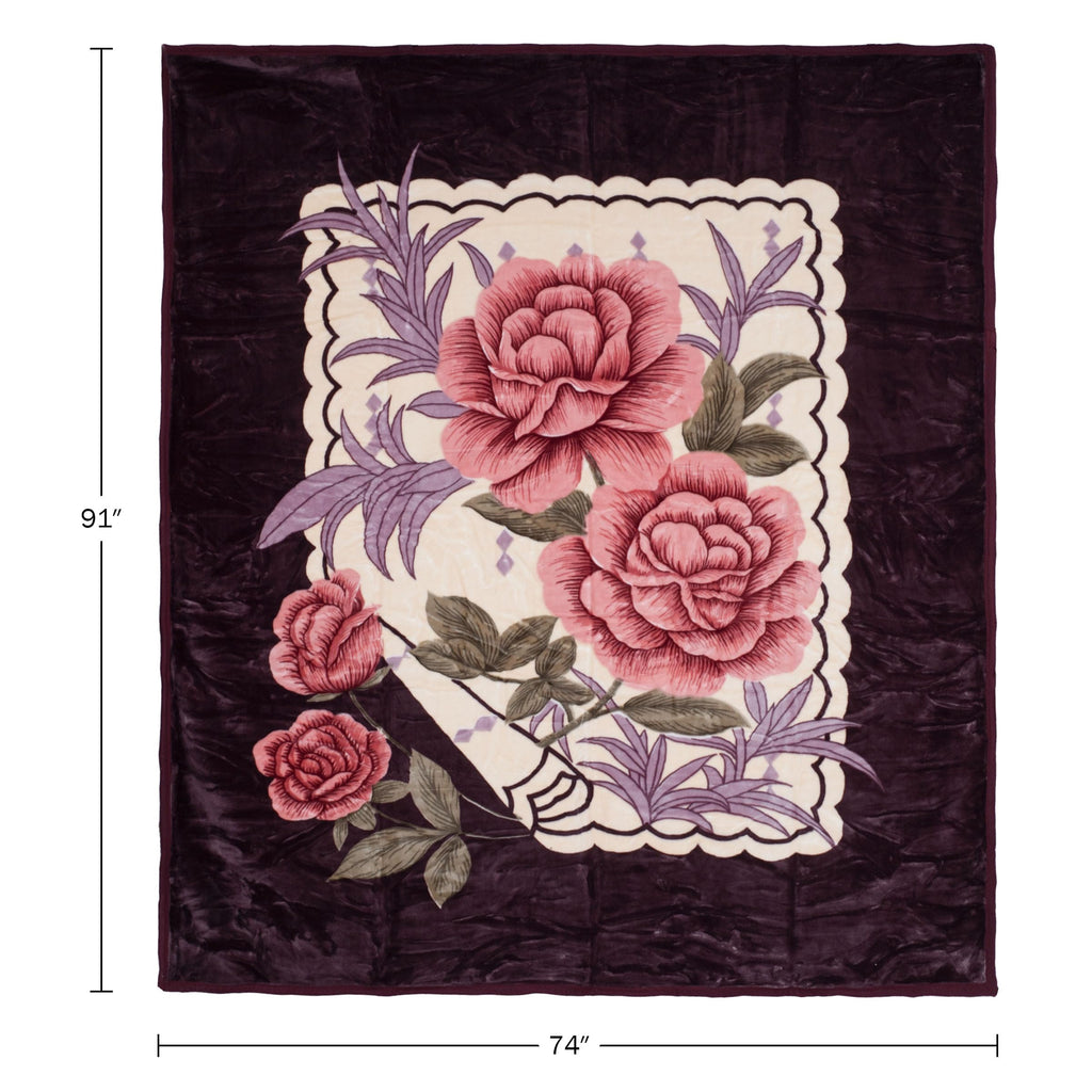 Throw Blanket - Oversized 91x74 Machine-Washable Bedding - Mink-Style 7.5lb Weighted Blanket for Bed or Sofa by Lavish Home (Rose)