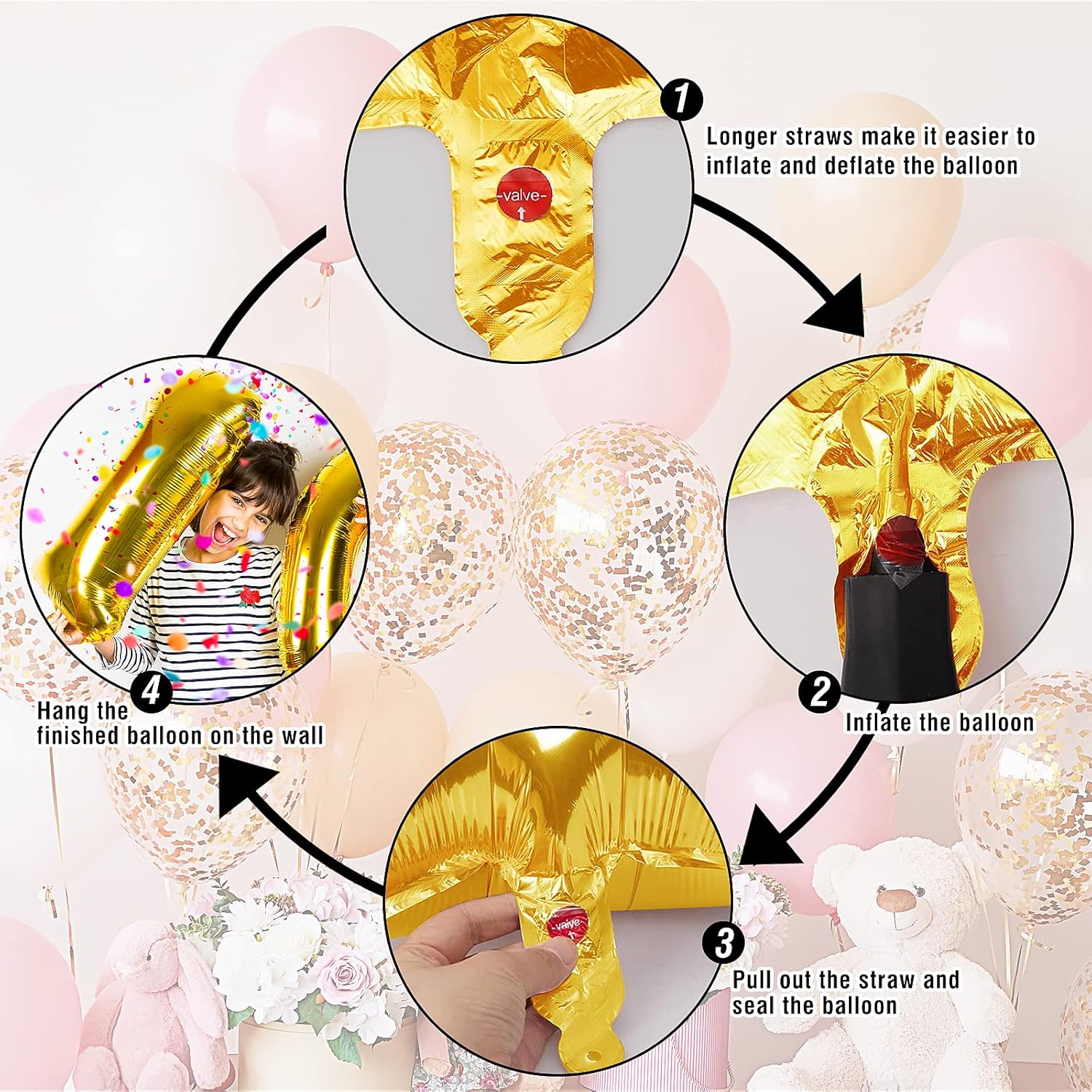 Smlpuame 40-Inch Gold Number Balloons 0-9 | Large Helium Foil Balloons for Birthday & Anniversary Celebrations
