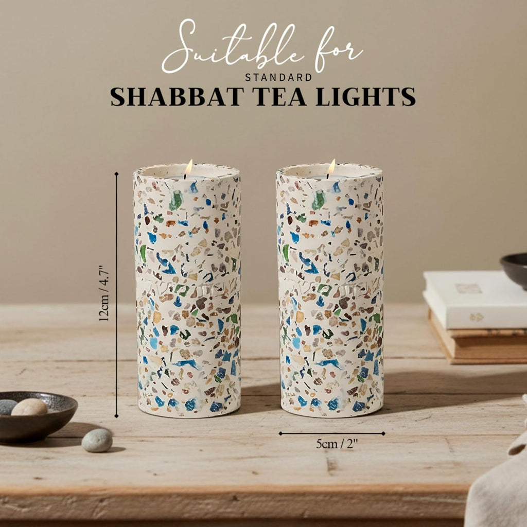 Suri Shabbat Candle Holder - Elegant Metal Candlesticks for Modern Jewish Home Décor | Turquoise Finish