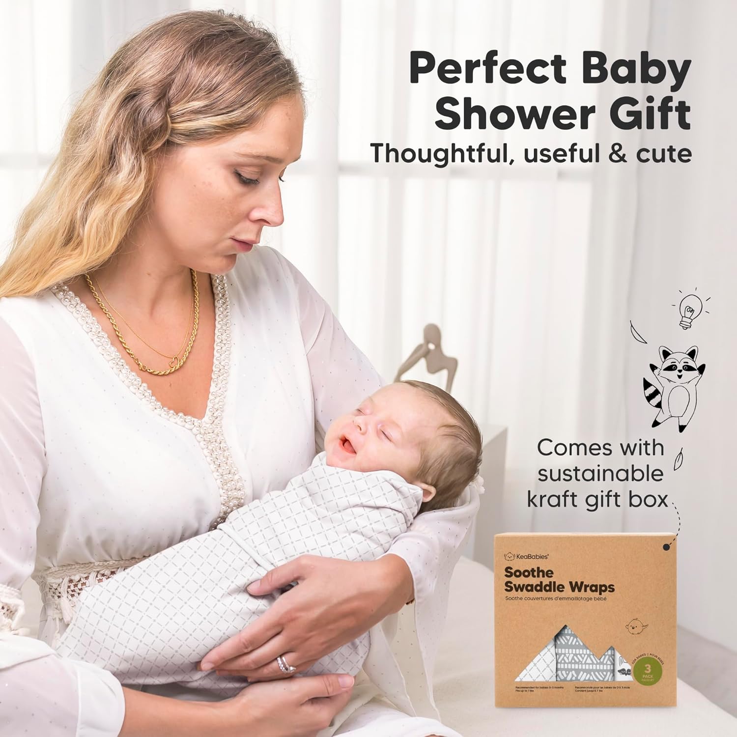 Nordic 3-Pack Organic Baby Swaddle Sleep Sacks - Soft & Snug for Newborns 0-3 Months