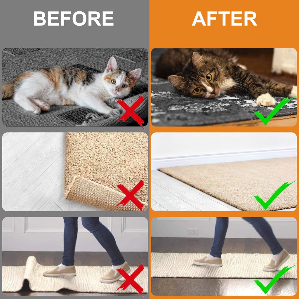 ZONGOOL 12 PCS Rug Tape - Reusable Non-Slip Grippers for Hardwood Floors | Washable White Rug Pads
