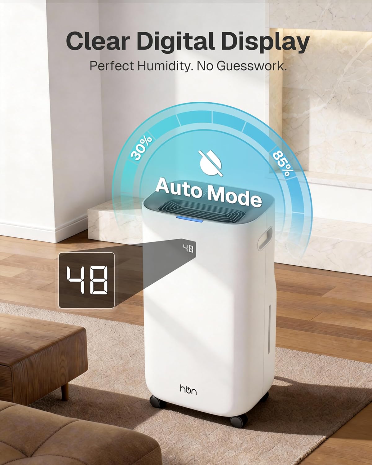 Skiennix 4500 Sq.Ft Dehumidifier - Smart Humidity Control | 80 Pint/Day with Drain Hose & 1.71 Gallon Tank