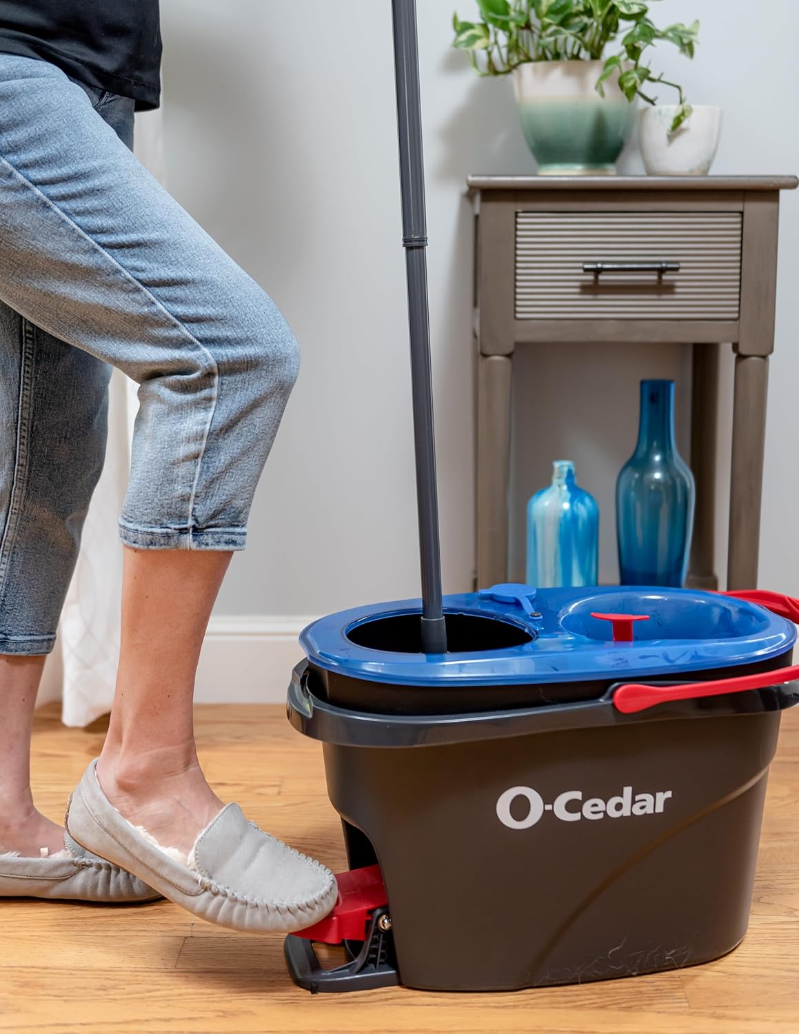 O-Cedar RinseClean Spin Mop & Bucket System - Effortless Cleaning with Water | Eliminates 99% of Bacteria