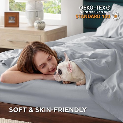 Bedsure Cooling Sheets - 100% Cotton Queen Size Bedding Set for Ultimate Comfort