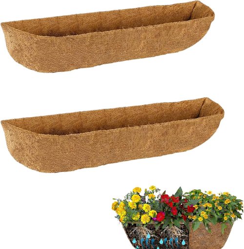 Coco Liner | Pre-Formed Replacement for Planters, Window Boxes & Fence Flower Baskets - 24in, 2pcs
