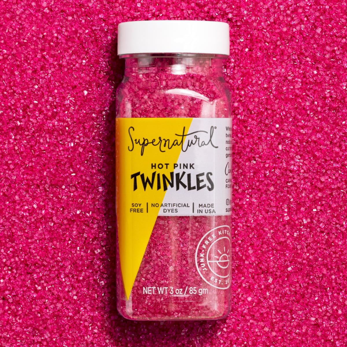 Supernatural Twinkles | Hot Pink Sanding Sugar - Vegan, Plant-Based Color, 3oz, Made in USA
