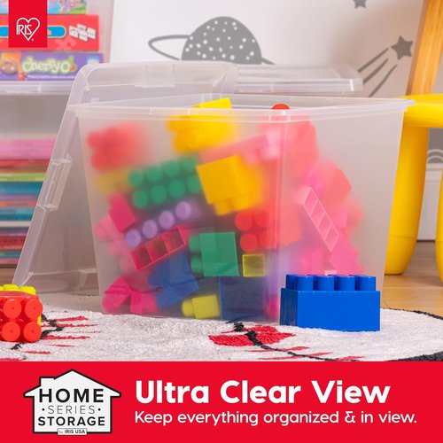 IRIS USA Storage Bins - 4-Pack Clear Stackable Containers with Lids | 36 Quart for Organizing Shoes, Clothes, and More - BPA-Free Plastic