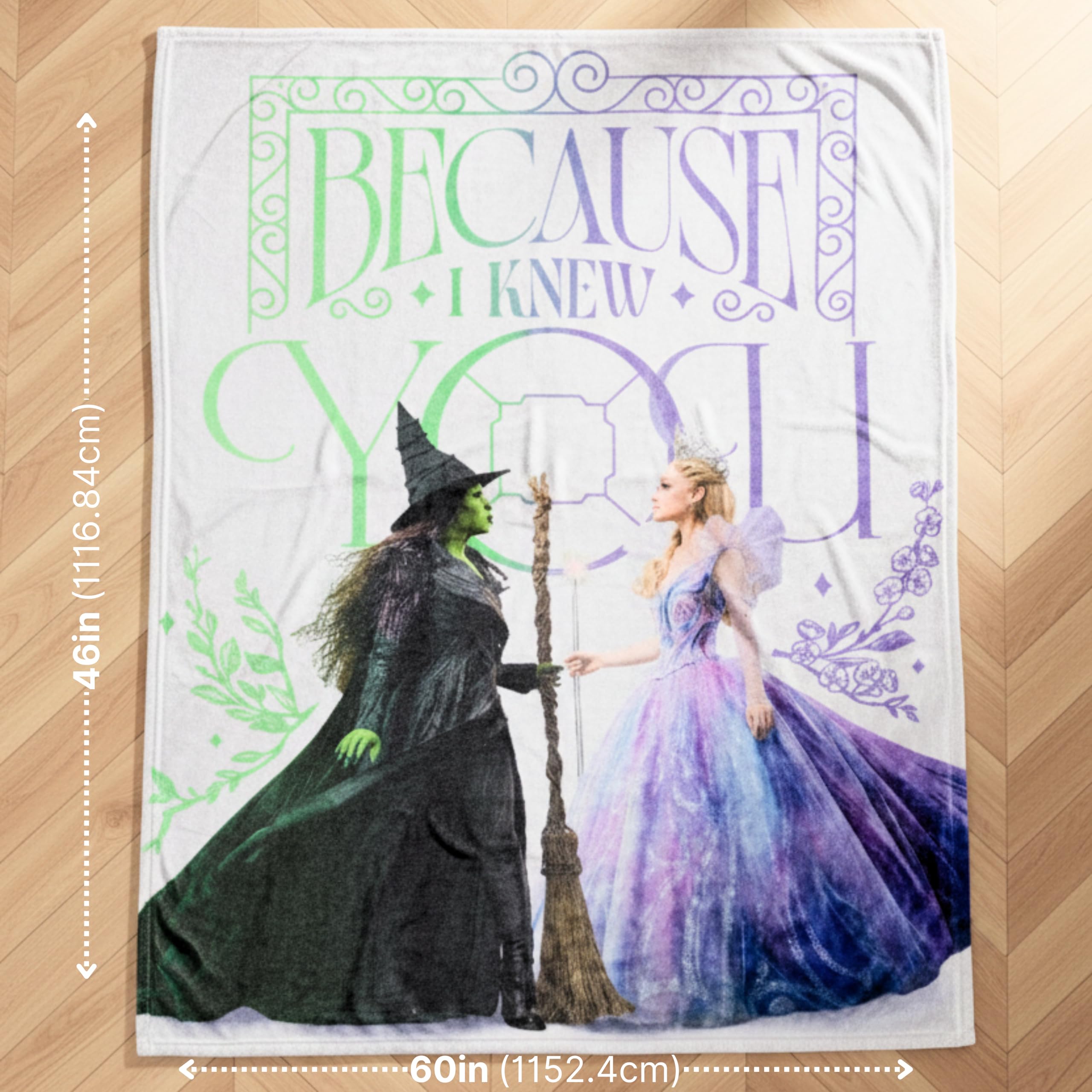 Wicked Elphaba and Glinda Bedding Throw - Super Soft Cozy Blanket - Because I Knew You, 46 in x 60 in, (Officially Licensed Product) by Franco