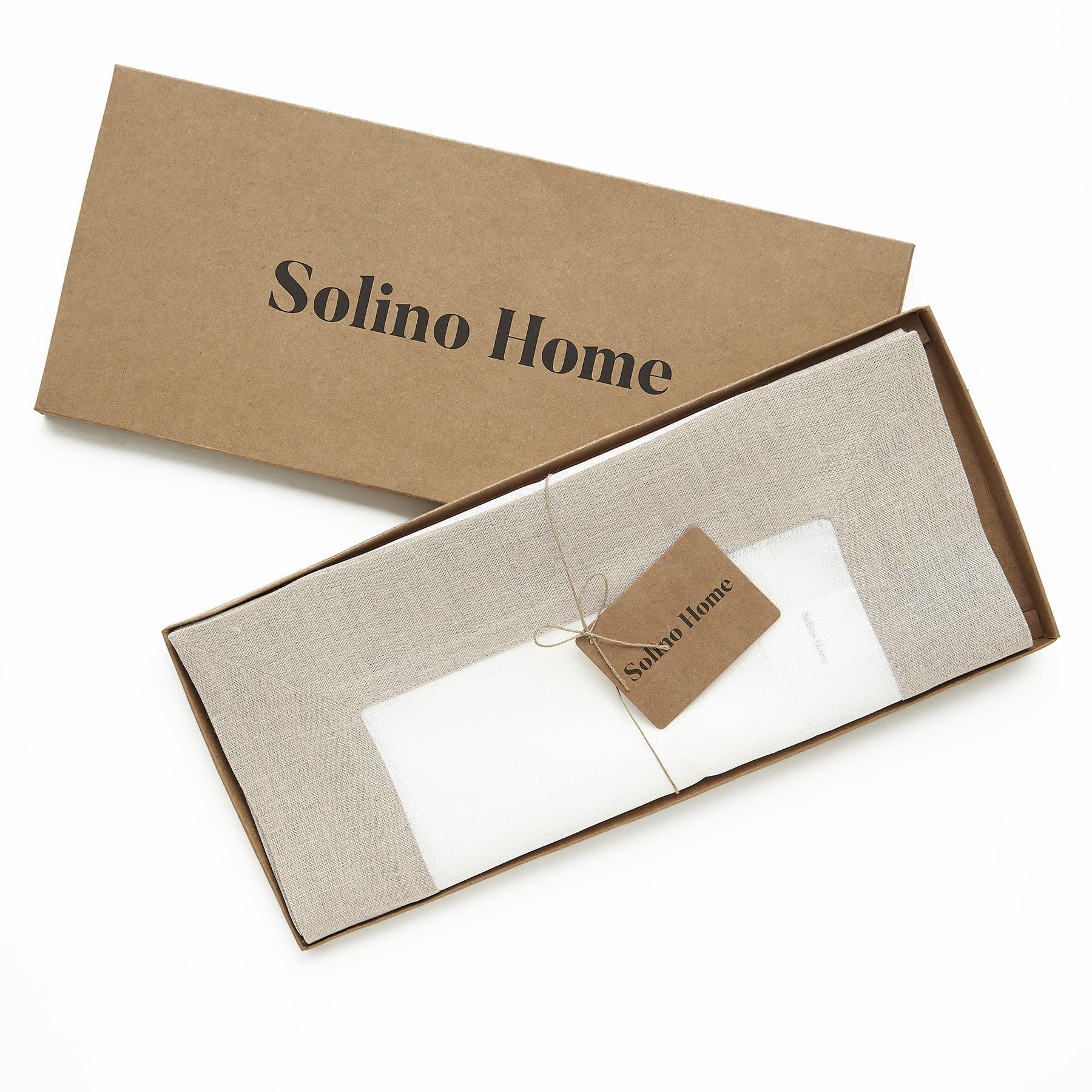 Solino Home Linen Table Runner 108 Inches Long - 100% Pure Linen Natural and White Dining Table Runner 14 x 108 Inch for Spring, Summer, Mothers Day - Contempo