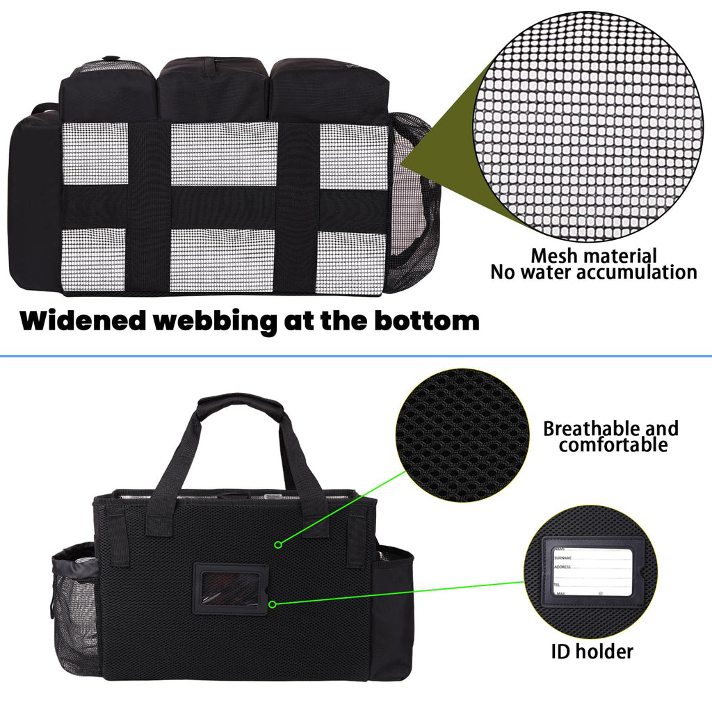 Timoxi Large Wearable Cleaning Caddy Bag with Detachable Divider, Cleaning Organizer with Handles, Cleaning Supply Tote with Adjustable Shoulder Strap&Waist Belt for Cleaners & Housekeeper (Black)