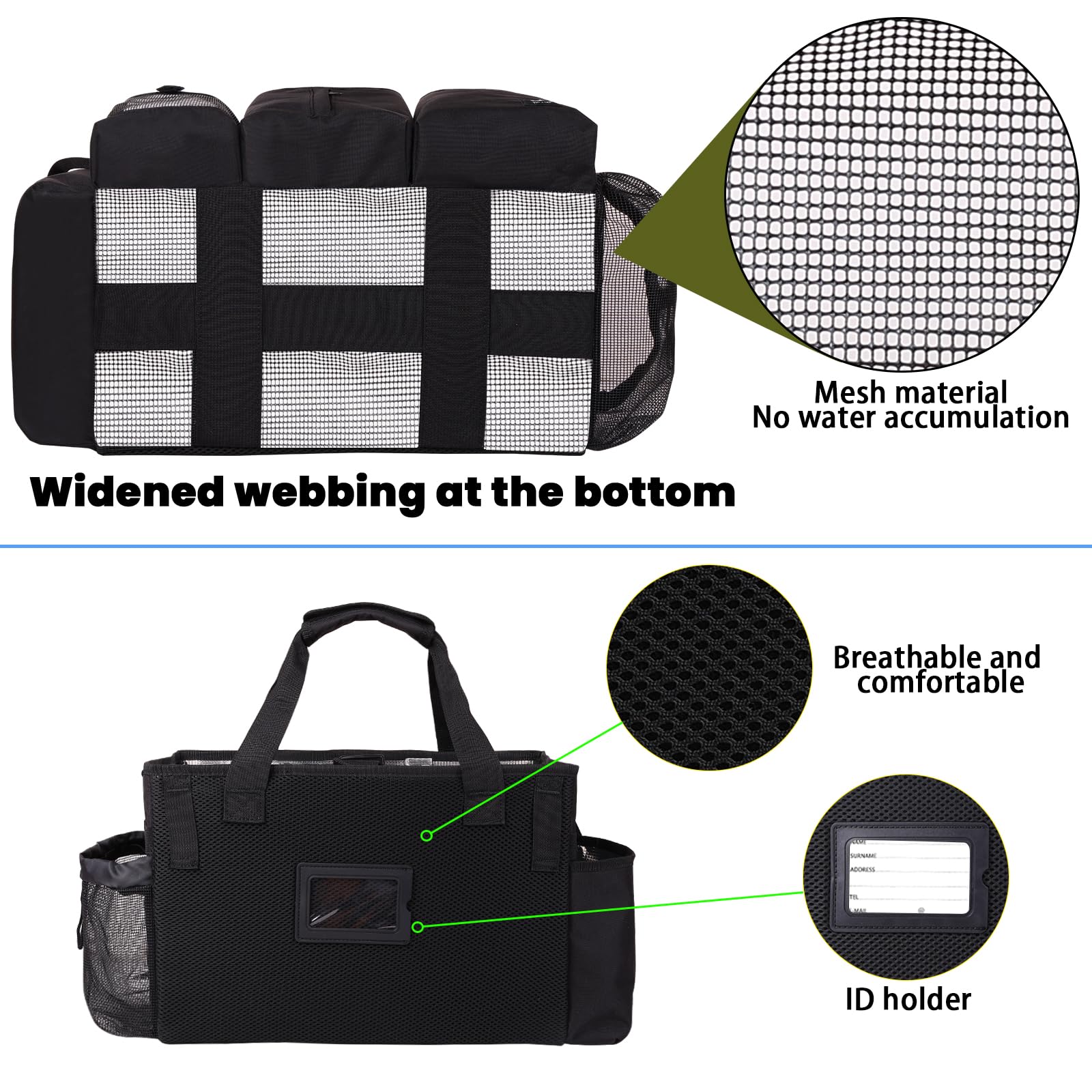 Timoxi Large Wearable Cleaning Caddy Bag with Detachable Divider, Cleaning Organizer with Handles, Cleaning Supply Tote with Adjustable Shoulder Strap&Waist Belt for Cleaners & Housekeeper (Black)
