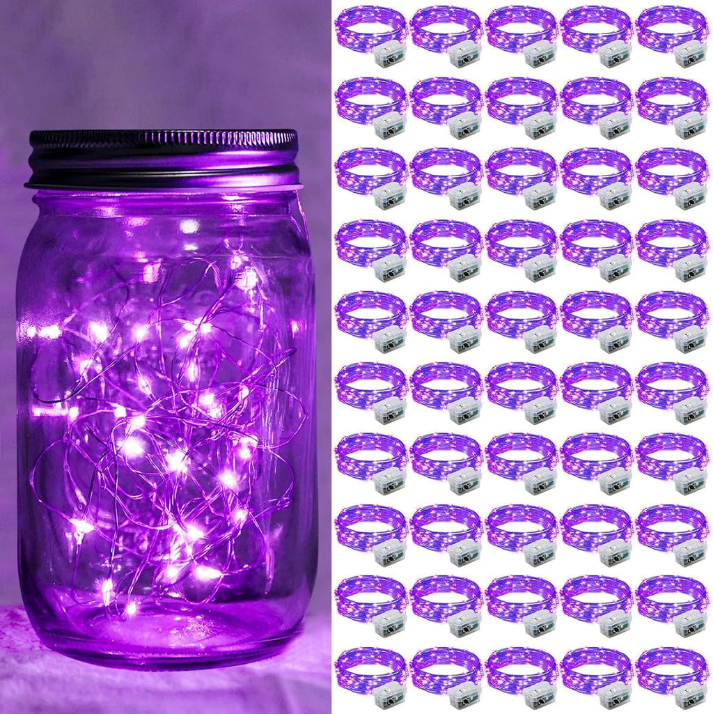 Skiennix 20 LED Purple Fairy Lights - 7Ft Twinkle String Lights | Battery Operated & Waterproof for Events