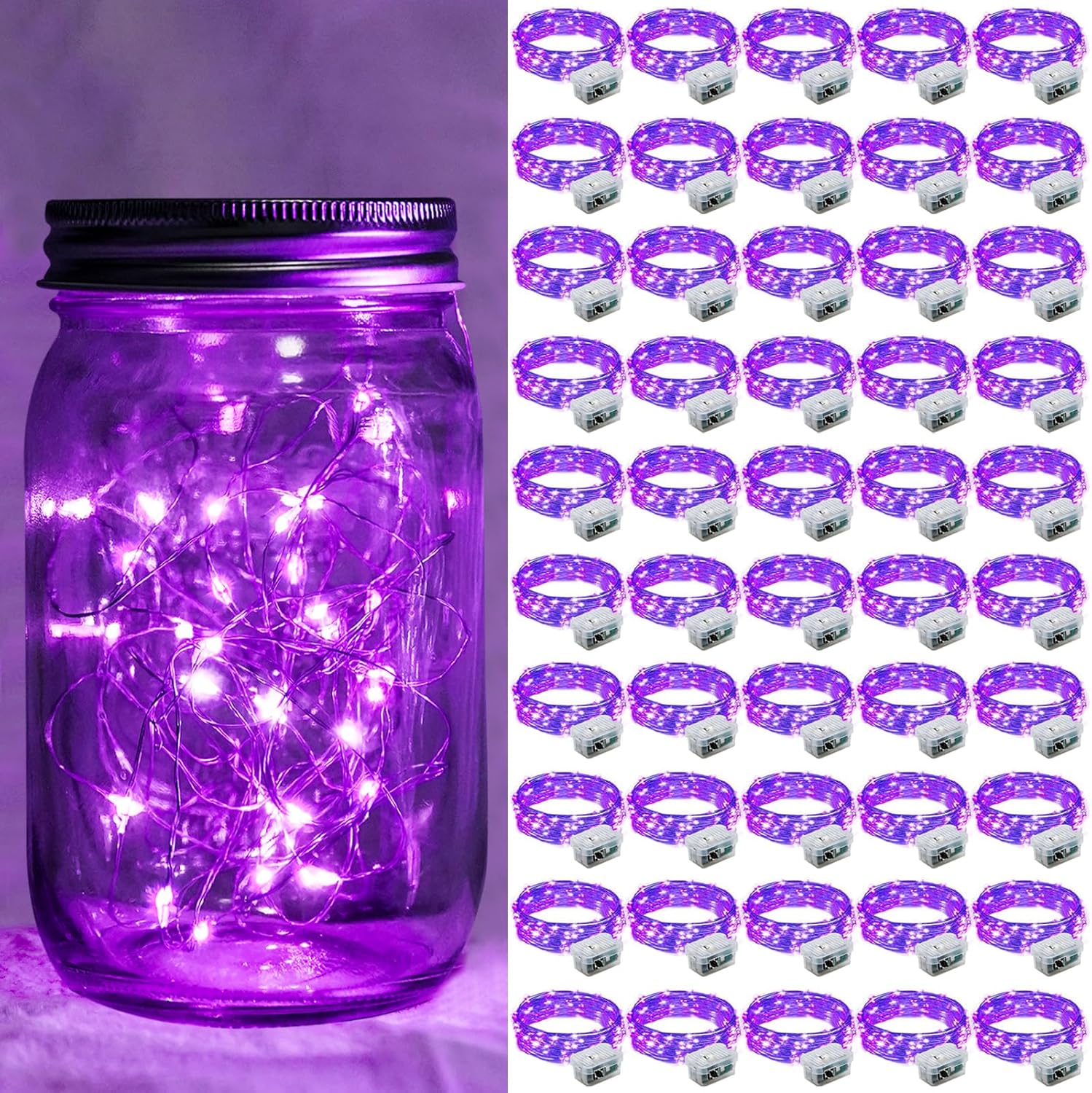 Skiennix 20 LED Purple Fairy Lights - 7Ft Twinkle String Lights | Battery Operated & Waterproof for Events