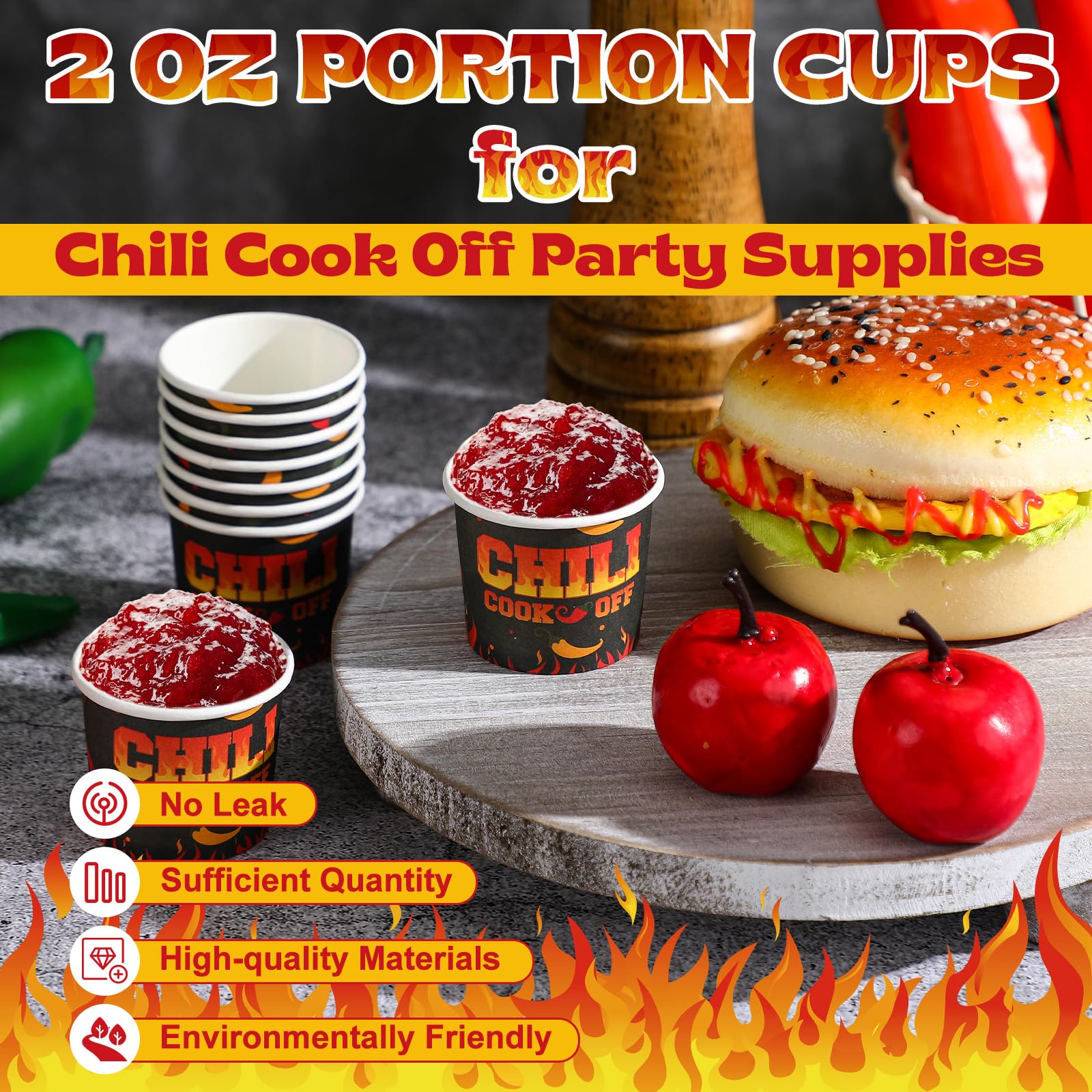 Teenyyou 300 Pcs 4 oz Chili Cook off Decorations Mini Chili Cook off Cups Disposable Food Sample Cups Small Tasting Paper Bowls for Mexican Party Supplies