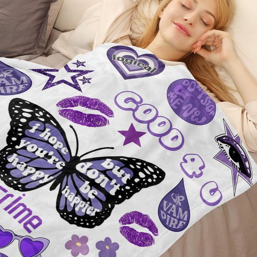 50'' x 40'' Music Olivia Singer Throw Blanket, Gifts for Boys Girls Fans Women, Soft Blankets All Seasons, Plush Cozy Lightweight Flannel Quilts for Bedroom Sofa Couch Living Room Decoration