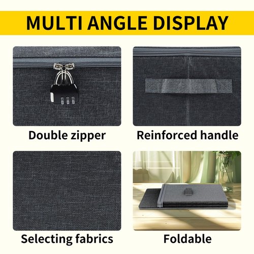 Locking Storage Box for Sex Toys | Portable Ditty Travel Box | Discreet Adult Toy Organizer Case with Combination Lock & Drawstring Bags (Dark Grey, 15" x 10" x 5.9" (38x26x15 cm))