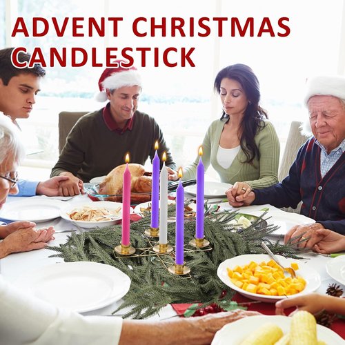 Jingmore Christmas Advent Candle Holder - Rustic Metal Wreath Ring for Pillar Candles | Thin Cross Design