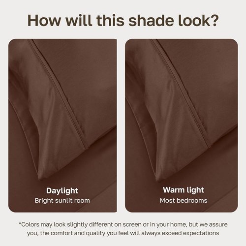 California Design Den King Size Bed Sheets Set - 100% Cotton, 400 Thread Count, Silky Smooth Sateen - Espresso Chocolate Brown