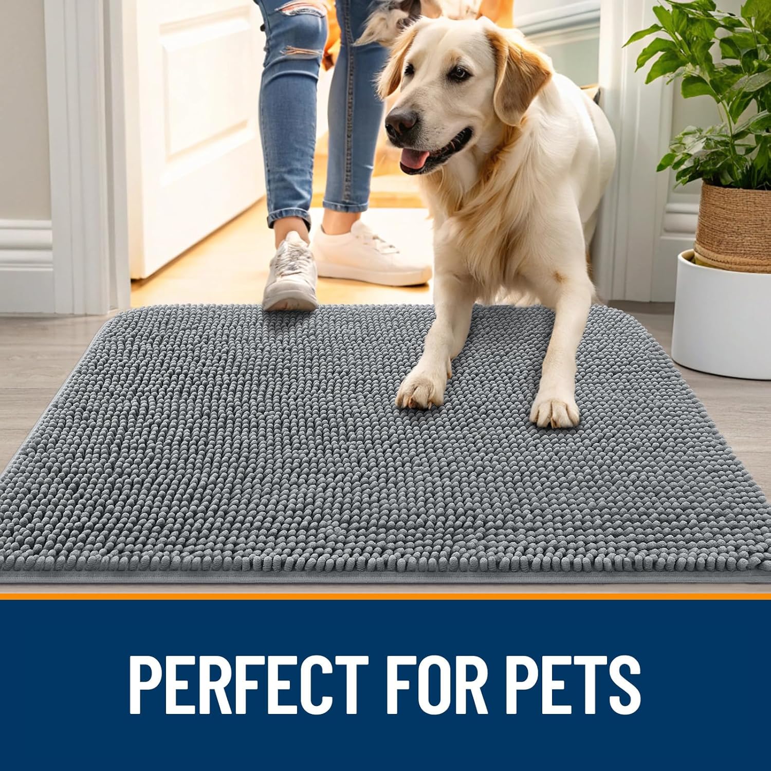 OLANLY Dog Door Mat - 5-Piece Bundle with 30x20 Size in Grey - Durable and Easy to Clean
