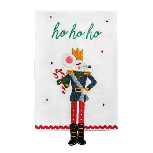 Mud Pie Christmas Rat King Dangle Leg Nutcracker Towel