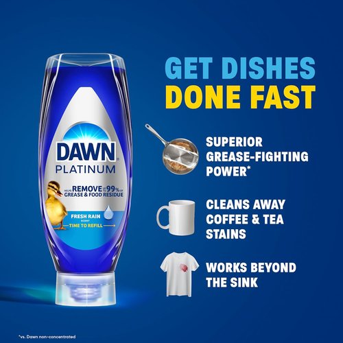 Dawn Platinum Dish Soap - EZ-Squeeze Fresh Rain Liquid, 2 Pack of 18oz Bottles