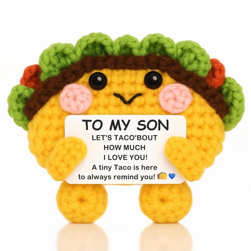 Joycuff Graduation Gifts for Son from Mom Dad, Handmade Positive Crochet Taco, Graduation Birthday Gifts for Son Kids Teens, I Love You Taco Stuff for Him