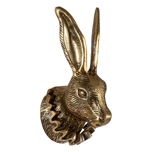 Creative Co-Op Cast Aluminum Rabbit Head with Ruff Collar Wall Décor, Antique Brass Finish