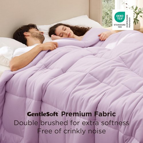 Bedsure Comforter Duvet Insert - Oversized King Size, All-Season GentleSoft Down Alternative, Light Purple 116x98 Inches