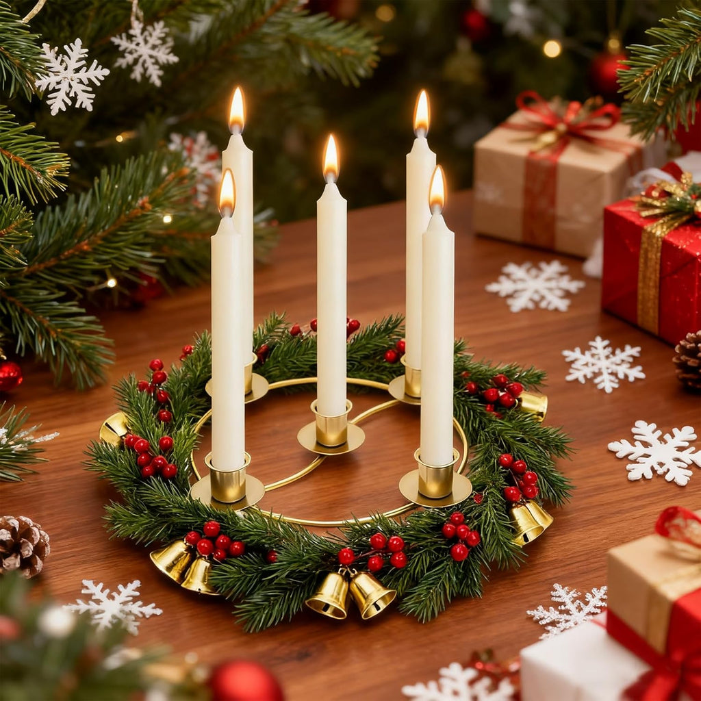 Regine Switzerland Gold Advent Wreath Candle Holder - 2 Pack Metal Table Decoration for Christmas