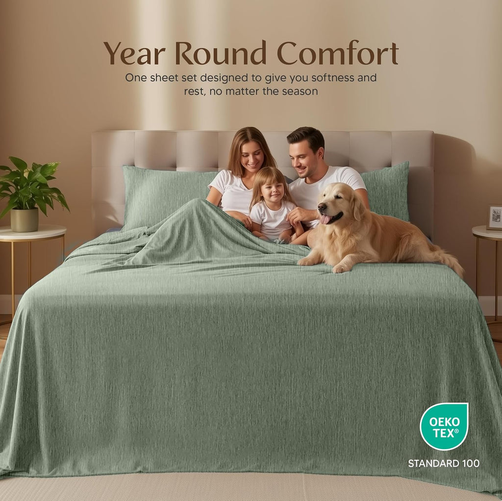Utopia Bedding Queen Size Sheet Set - Soft, Breathable Microfiber | 4-Piece in Heather Sage