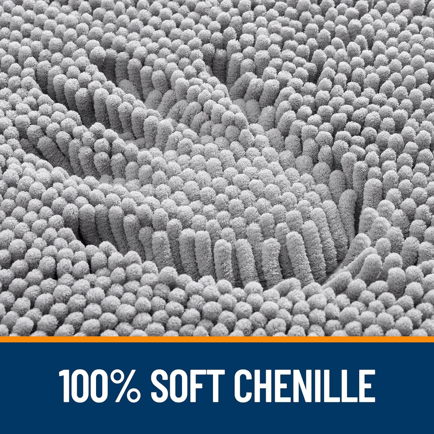 OLANLY Bath Mats Set - Soft Absorbent Chenille Rugs | Non-Slip, Quick Dry, Machine Washable (Grey, 30"x20" + 24"x16")