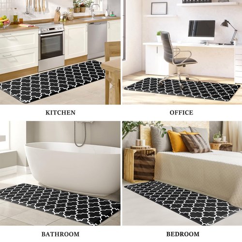 WISELIFE Anti Fatigue Floor Mat - 4/5 Inch Thick Kitchen Mat Non Slip Waterproof Heavy Duty Ergonomic Comfort Mat Durable for Home, Office, Sink, Laundry,(22" x 72", Black)
