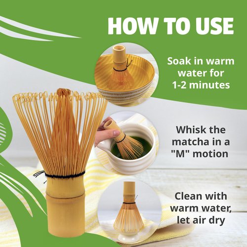 BlendWell 100 Prong Bamboo Matcha Whisk, Traditional Chasen for Smooth and Frothy Matcha Tea, Handcrafted Bamboo Matcha Tool